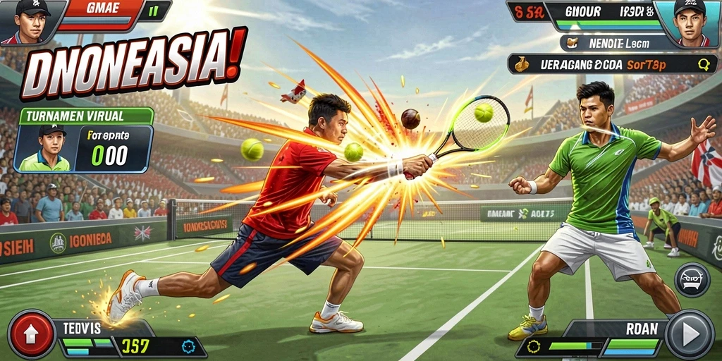 Screeshot menampilkan karakter utama dalam pertarungan epik.